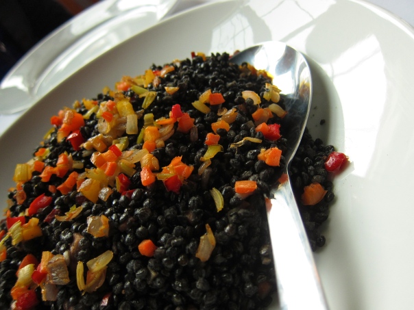 Black Lentils with Caramelized Apples and Onions- Bistro Saisons